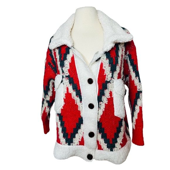 ON BLUE NEW QUILTED BOHO WESTERN CARDIGAN SWEATER. - Picture 2 of 9